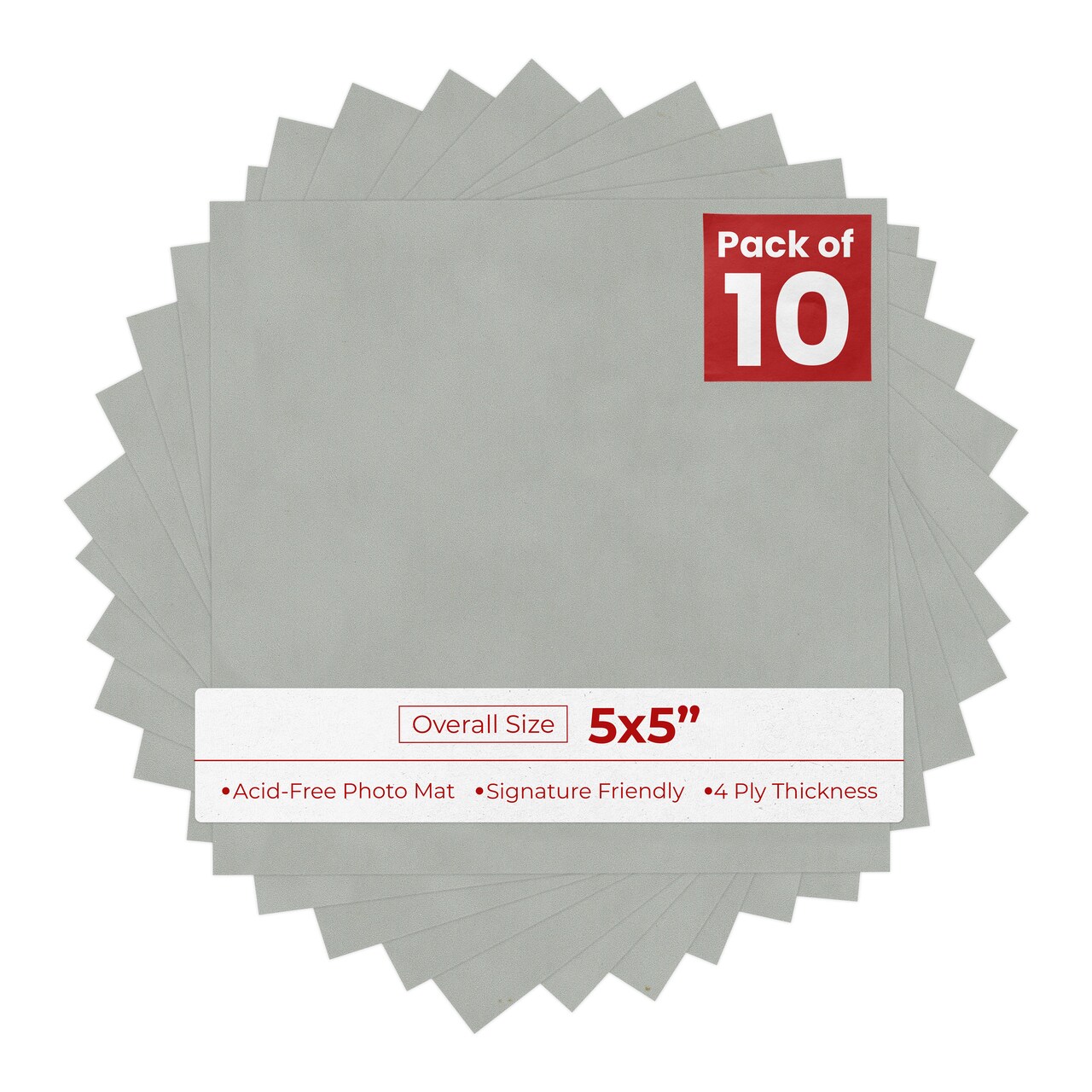 Light Grey Suede 5x5 Inch Uncut Mat Board - Blank Sheet, No Opening